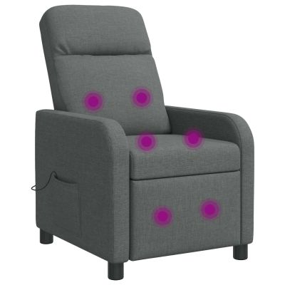 vidaXL Masážne relaxačné kreslo Tmavosivá Látka