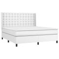 vidaXL Boxspring posteľ s matracom a LED biela 180x200 cm umelá koža