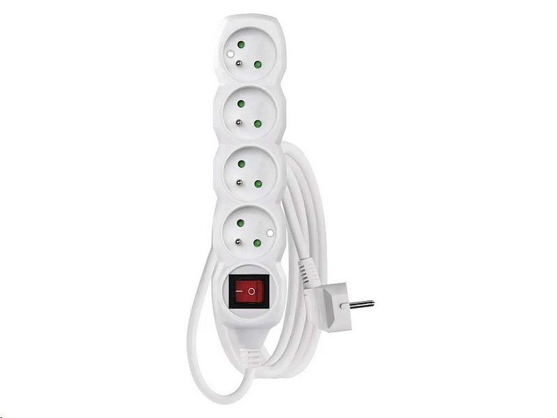 Prodlužovací kabel EMOS P1413 / 3 m / 4 zásuvky / s vypínačem / bílý / PVC / 1 mm2