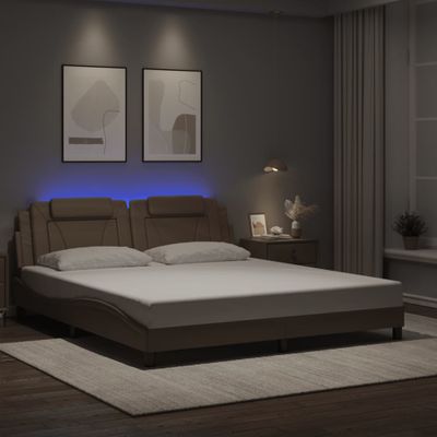 vidaXL Rám postele Viana s LED bez matraca kapučínový 180x200 cm