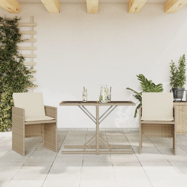 vidaXL 3-dielna bistro súprava s podložkami béžová polyratan