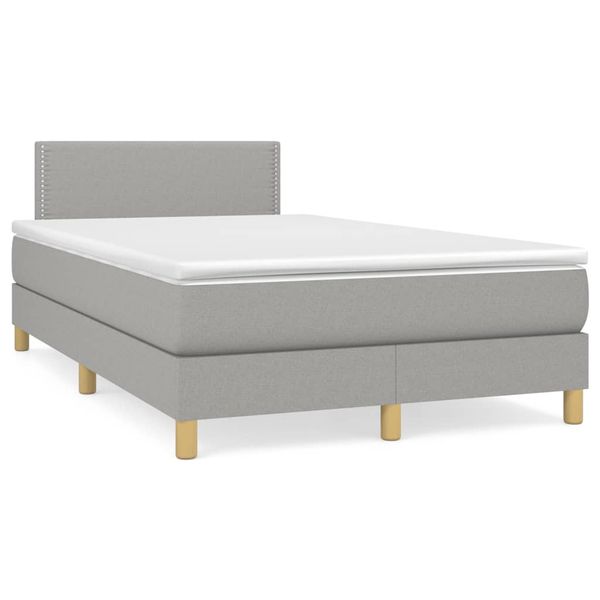 vidaXL Boxspring posteľ s matracom a LED, svetlosivá 120x190 cm, látka