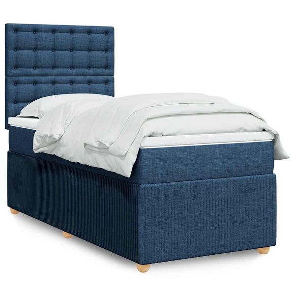 vidaXL Posteľný rám boxsping s matracom modrý 80x200 cm látka