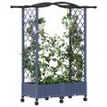 vidaXL Vyvýšený záhon s mriežkou a strechou Sivá 124 x 40 x 129 cm PP