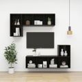vidaXL Nástenná TV skrinka, lesklá čierna 37x37x107cm kompozitné drevo