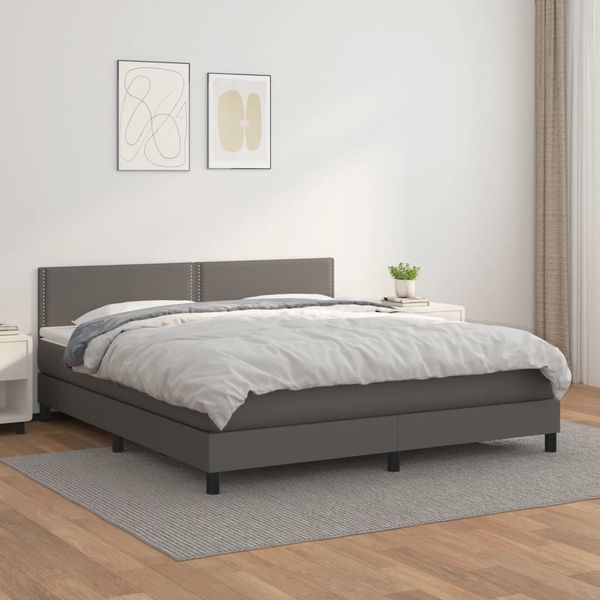 vidaXL Boxspring posteľ s matracom sivá 180x200 cm umelá koža
