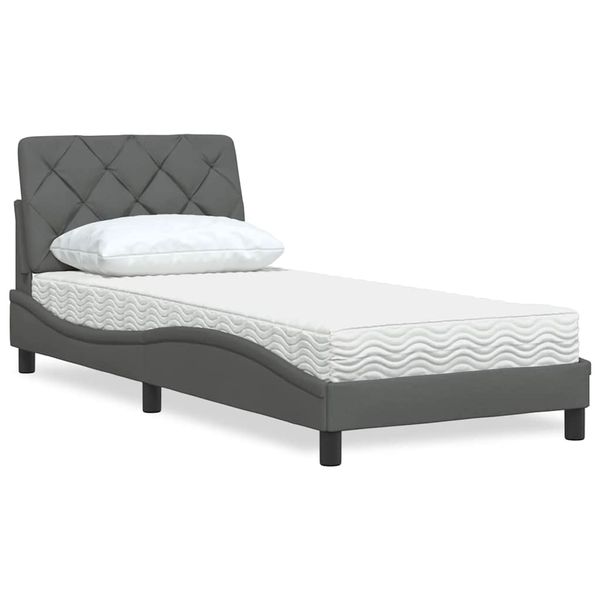 vidaXL Posteľ s matracom tmavosivá 90x190 cm látka