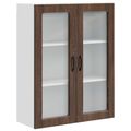 vidaXL Nástenný sklenený kabinet PORTO Hnedý dub 80 x 31 x 100 cm