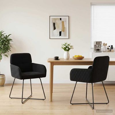 vidaXL Jedálenské stoličky 2 ks Zamat Čierna 59 x 56,5 x 86 cm