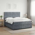 vidaXL LED boxspring posteľ s matracom Tmavosivá 160 x 200 cm Zamat