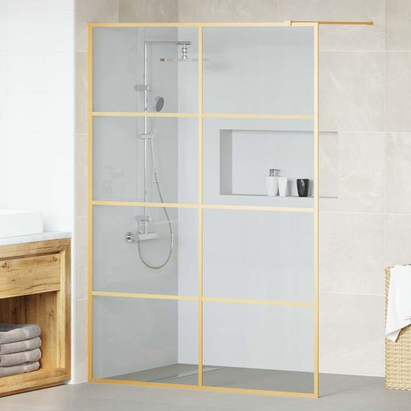 vidaXL Stena walk-in sprchy Zlatá 140 x 195 cm tvrdené sklo