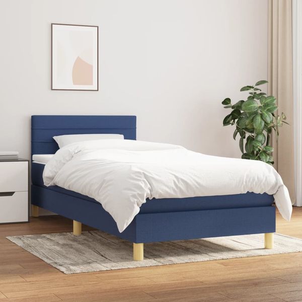 vidaXL Boxspring posteľ s matracom modrá 100x200 cm látka