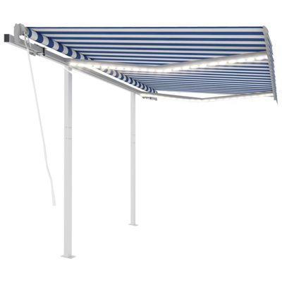 vidaXL Automatická markíza s LED a senzorom vetra 3x2,5 m modro-biela