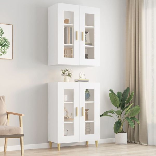 vidaXL Závesná nástenná skrinka biela 69,5x34x90 cm