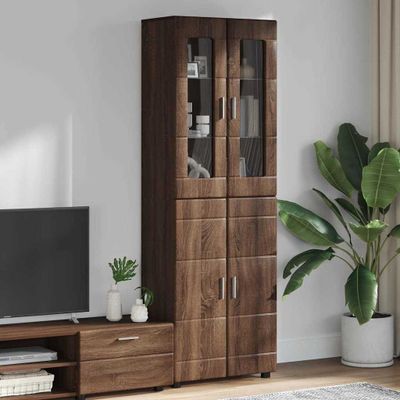 vidaXL Highboard FLORIN 60 x 35 x 182 cm Hnedý dub Kompozitné drevo
