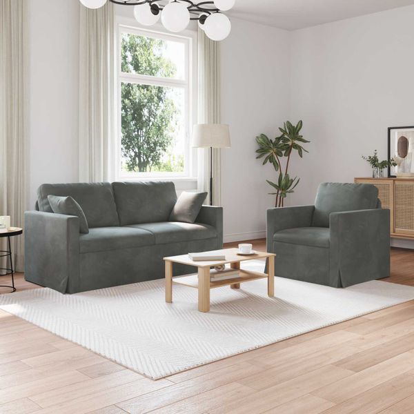 vidaXL Sada pohoviek 2 pcs Tmavo šedá 158 x 78 x 80 cm Zamat