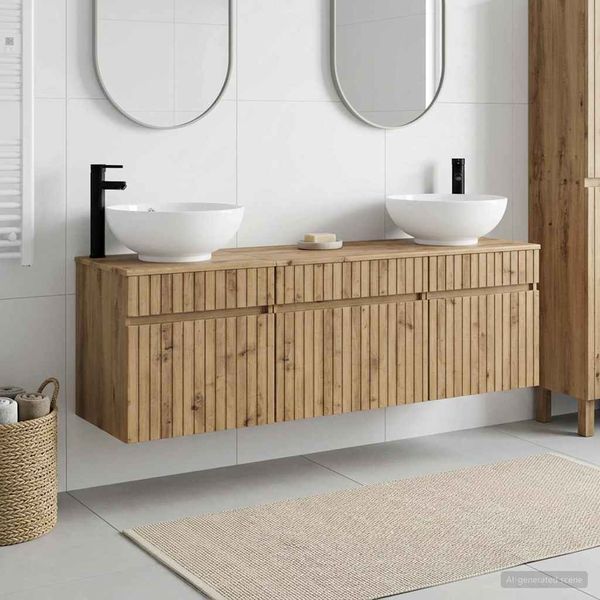 vidaXL Set kabinetov do kúpeľne 3 ks Dub artisan 49 x 44,5 x 66,5 cm