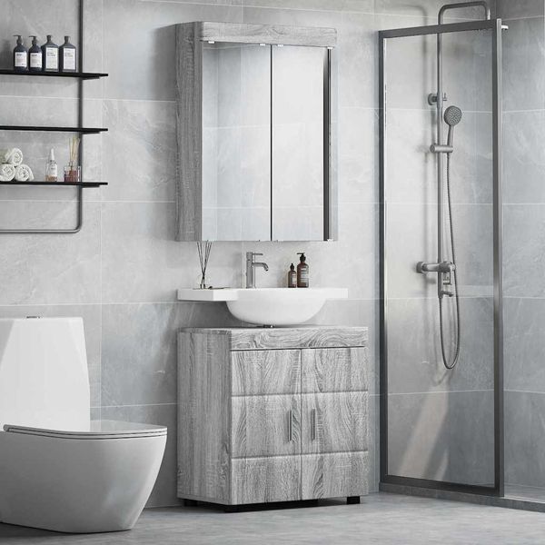 vidaXL Sada kúpeľňového nábytku TULUM 2 pcs Sivý Sonoma