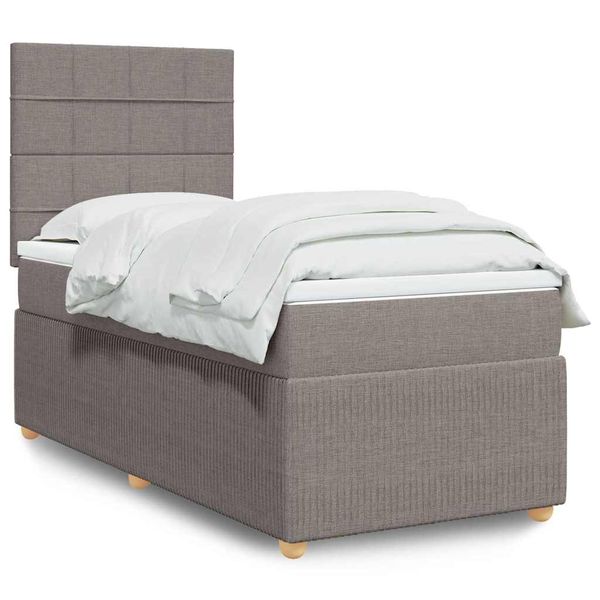 vidaXL Posteľný rám boxspring s matracom sivohnedý 90x190 cm látka