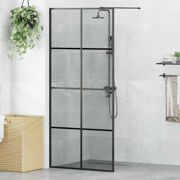 vidaXL Stena walk-in sprchy Čierna 90 x 195 cm tvrdené sklo