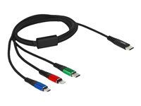 Kábel len na nabíjanie - USB-C (samec) na Micro USB typ B, Lightning, USB-C (samec) - 1 m - čierna