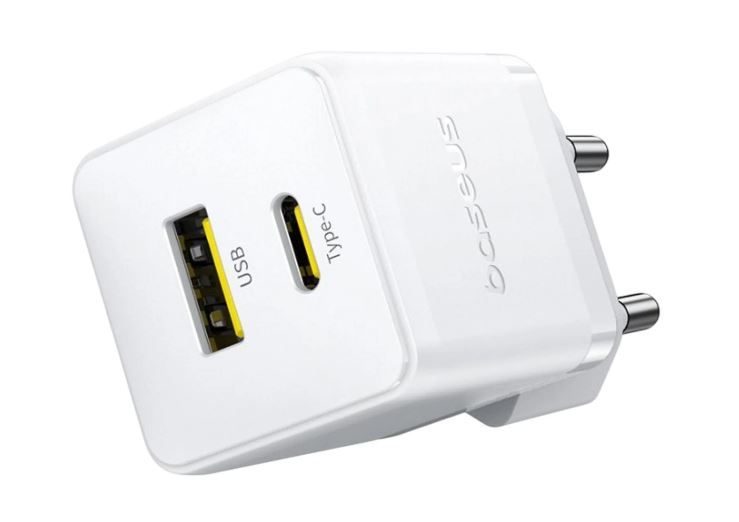 Baseus Rýchlonabíjačka do siete Palm 30W 1xUSB-A 1xUSB-C PD QC 3.0 biela