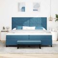 vidaXL Posteľ s pružinovým rámom Tmavo modrá 200 x 200 cm Zamat