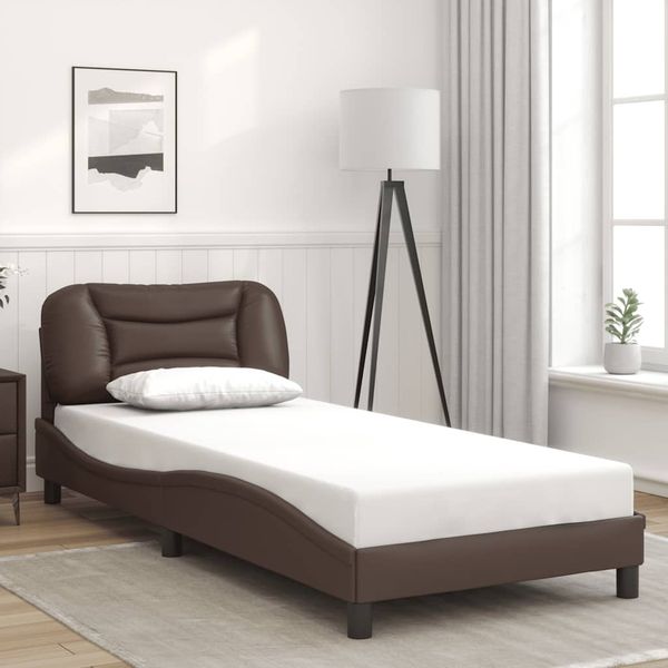 vidaXL Rám postele bez matraca Hvar hnedý 90x200 cm umelá koža