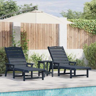 vidaXL Lehátko 2 pcs Námornícka modrá 195,5 x 53 x 98,5 cm Polyetylén