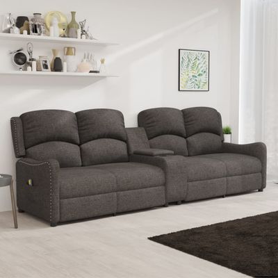 vidaXL 4-miestne sklápacie masážne kreslo+držiaky na poháre svetlosivé