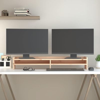 vidaXL Stojan na monitor 100x24x16 cm masívna borovica