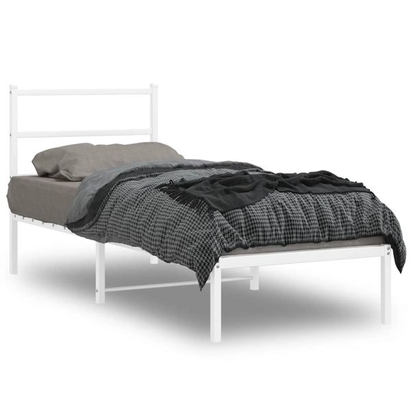 vidaXL Kovový rám postele bez matraca s čelom biely 75x190cm