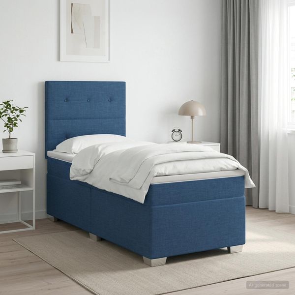 vidaXL Posteľ boxspring s matracom Modrá 100 x 200 cm Látka