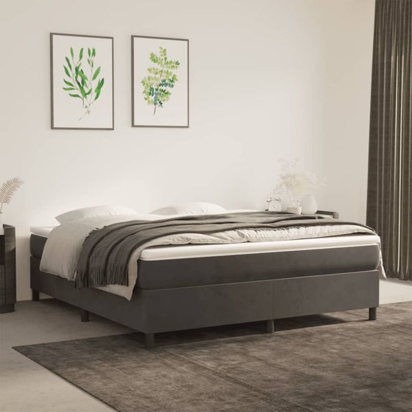 vidaXL Posteľný rám boxspring s matracom tmavosivý 180x200 cm zamat