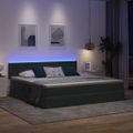vidaXL LED úložná posteľ s matracom Tmavosivá 200 x 200 cm Zamat
