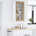 vidaXL Nástenný sklenený kabinet LUCCA Dub artisan 40 x 31 x 80 cm