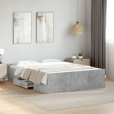 vidaXL Posteľný rám so zásuvkami betónovosivý 135x190cm kompozit.drevo