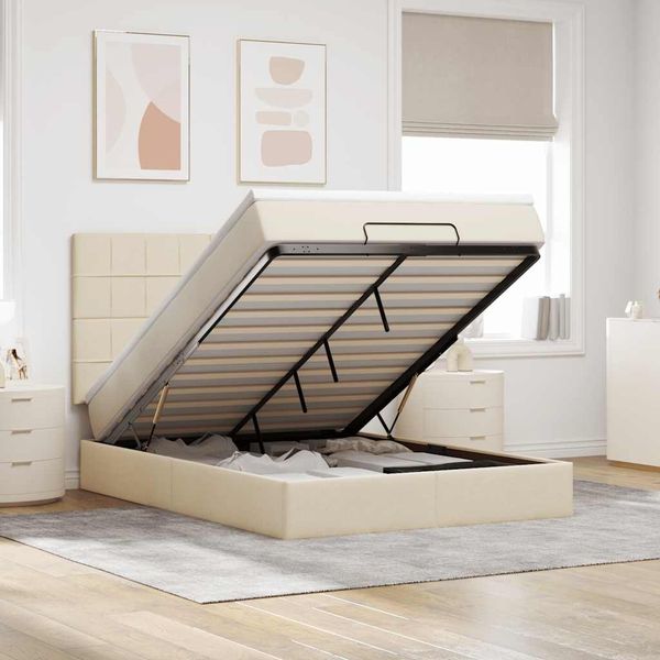 VidaXL Osmanská posteľ s krémovým matracom 140x190cm Látka