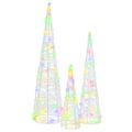 vidaXL Vianočný stromček 3 ks 90 LED Viacfarebný 20 x 20 x 80 cm Akryl