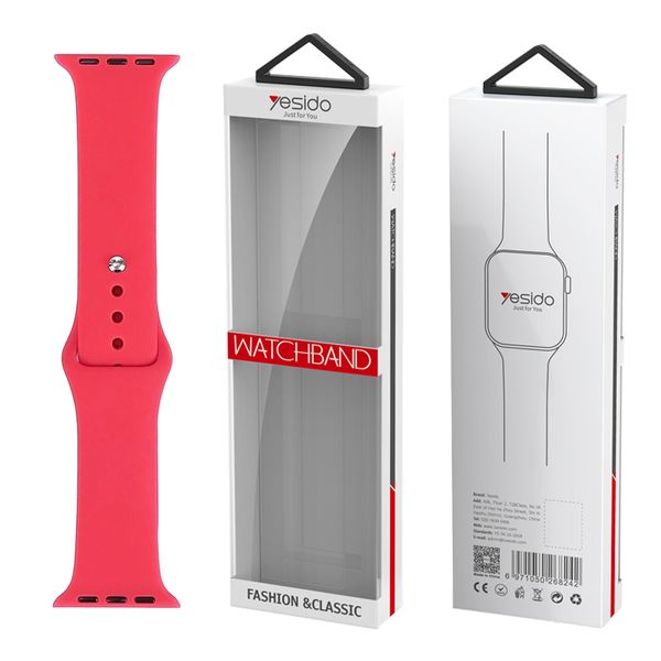 YESIDO WB44 SILICONE STRAP FOR iWATCH S 38/40/41 (97+110) #54 ROSE RED