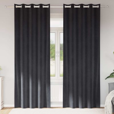 vidaXL Zatemňovacie závesy 2 pcs Tmavo šedá 140 x 245 cm Zamat