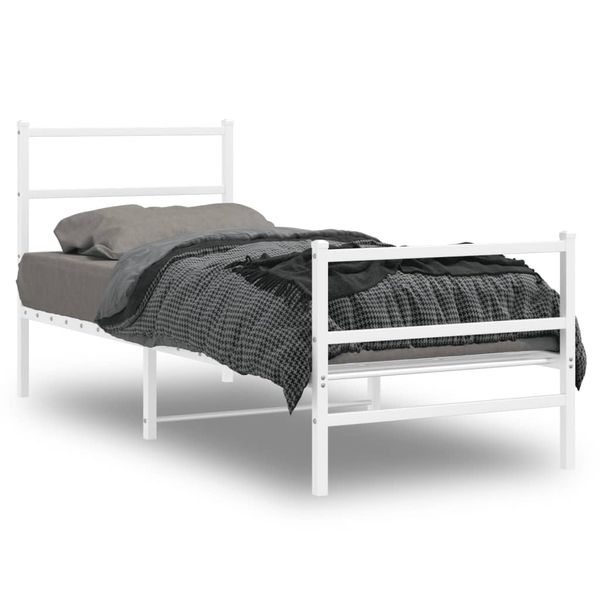 vidaXL Kovový rám postele s predným a zadným čelom biely 80x200 cm