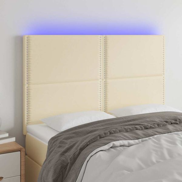 vidaXL Čelo postele krémové 144x5x118/128 cm umelá koža