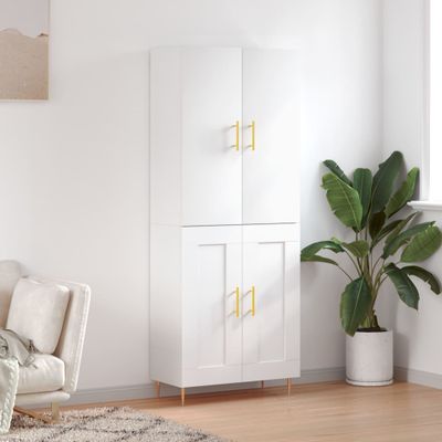 vidaXL Vysoká skrinka biela 69,5x34x180 cm spracované drevo