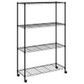 vidaXL Regál so 4 policami na kolieskach 90x35x142 cm čierny 200 kg