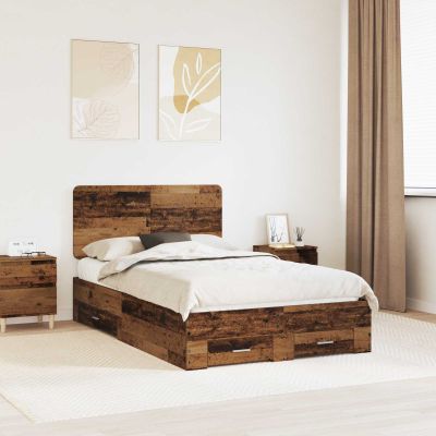 vidaXL Rám postele Staré drevo 120 x 190 cm Kompozitné drevo