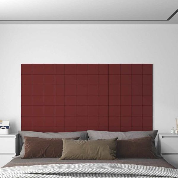 vidaXL Nástenné panely 12 ks vínovočervené 60x15 cm látkové 1,08 m²