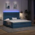 VidaXL Osmanská posteľ s matracom a LED diódami Modrá látka 180x200 cm