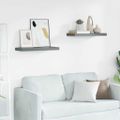 vidaXL Plávajúce nástenné police 2 ks, lesklé sivé 60x23,5x3,8 cm, MDF