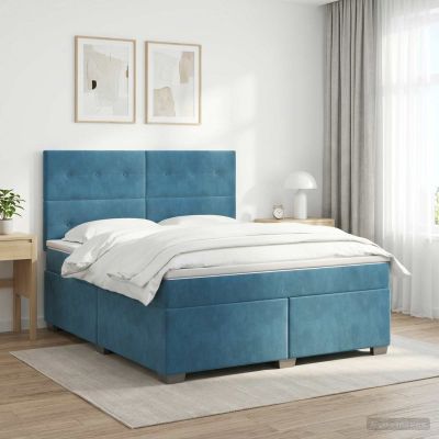 vidaXL Posteľ boxspring s matracom Modrá 180 x 200 cm Zamat